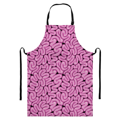 Halloween Brain Print Bib Apron With Pocket