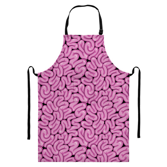 Halloween Brain Print Bib Apron With Pocket