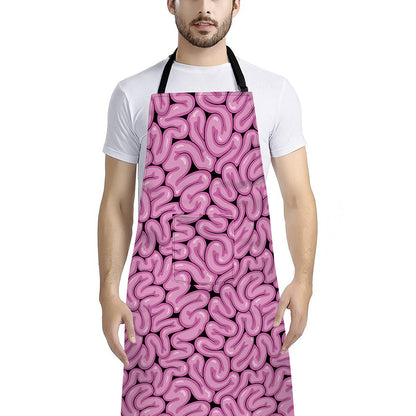 Halloween Brain Print Bib Apron With Pocket