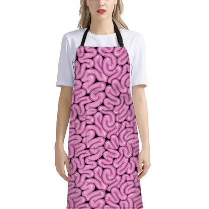 Halloween Brain Print Bib Apron With Pocket