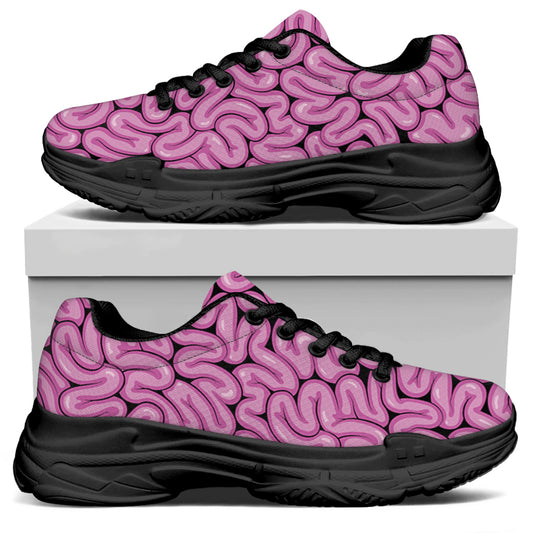 Halloween Brain Print Black Chunky Shoes