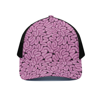 Halloween Brain Print Black Mesh Trucker Cap