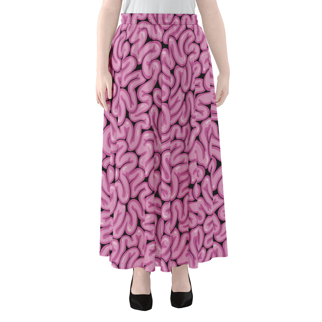 Halloween Brain Print Chiffon Maxi Skirt