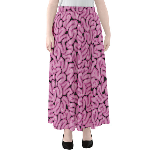 Halloween Brain Print Chiffon Maxi Skirt