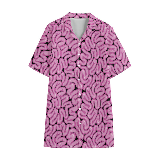 Halloween Brain Print Cotton Hawaiian Shirt