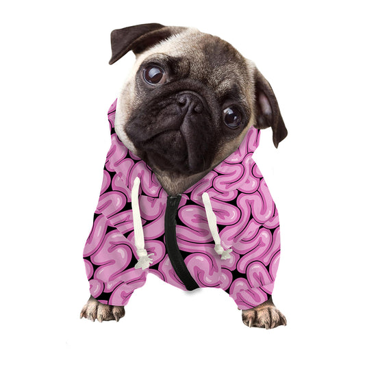 Halloween Brain Print Dog Zip Up Hoodie