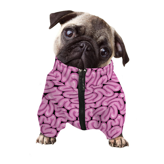 Halloween Brain Print Dog Zip Up Jacket