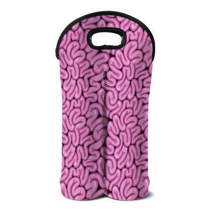 Halloween Brain Print Double Neoprene Wine Tote