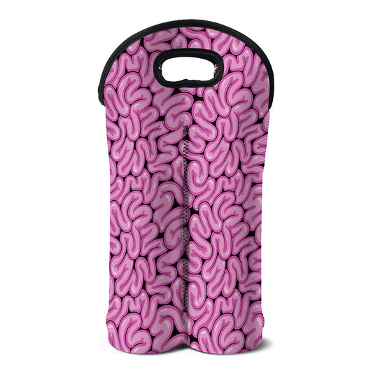 Halloween Brain Print Double Neoprene Wine Tote