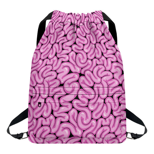 Halloween Brain Print Drawstring Backpack