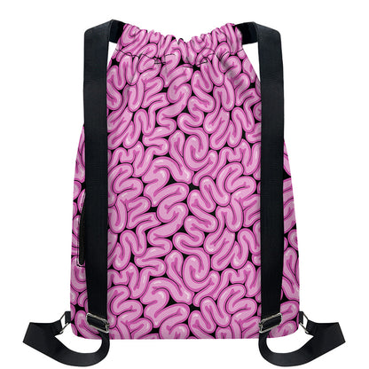 Halloween Brain Print Drawstring Backpack