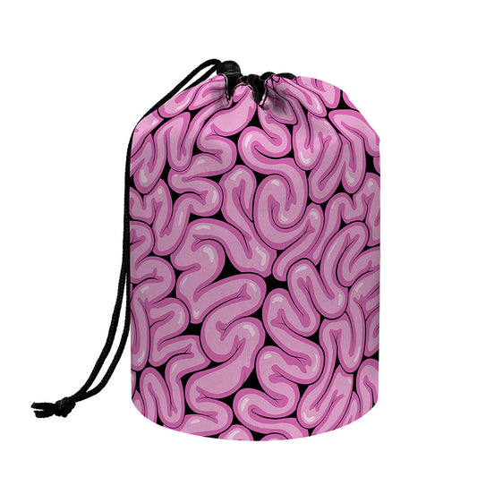 Halloween Brain Print Drawstring Makeup Bag