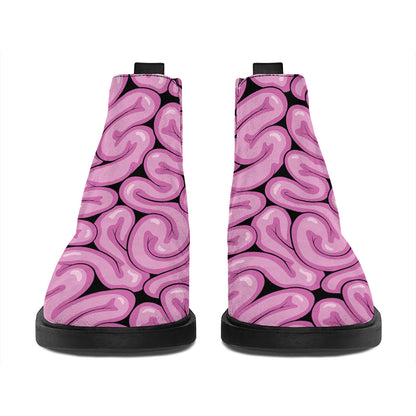 Halloween Brain Print Flat Ankle Boots