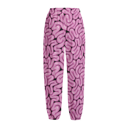 Halloween Brain Print Fleece Lined Knit Pants