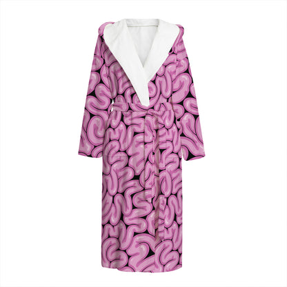 Halloween Brain Print Hooded Bathrobe