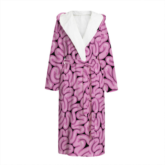 Halloween Brain Print Hooded Bathrobe