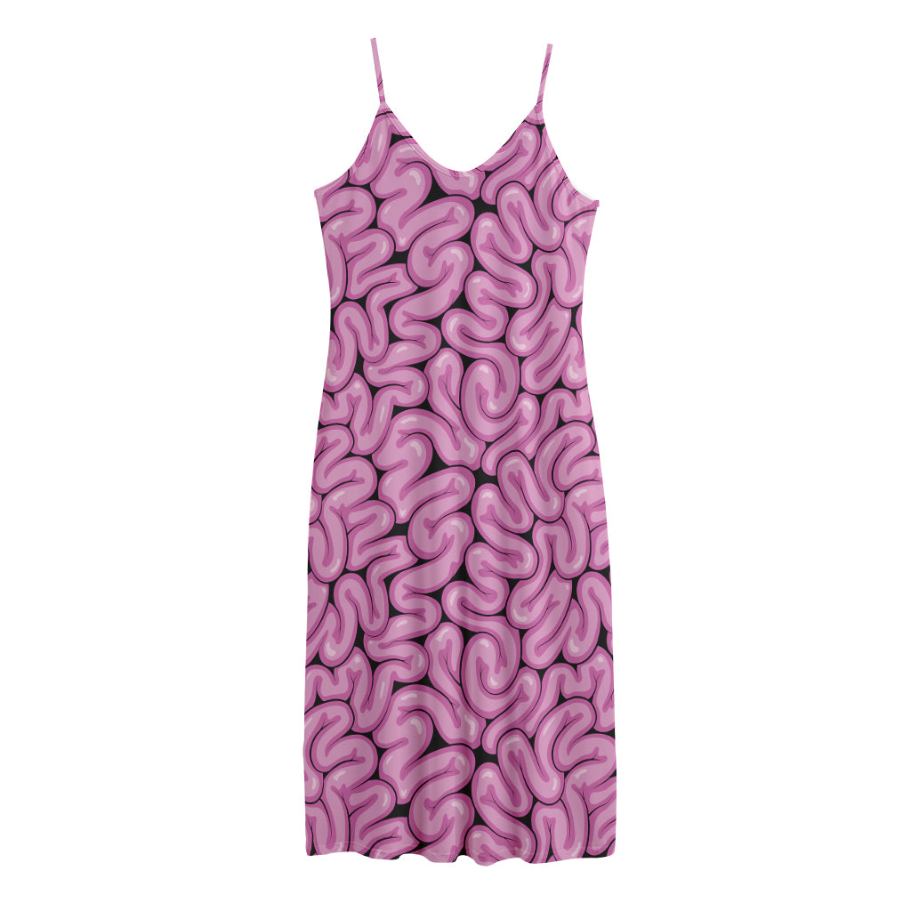 Halloween Brain Print Jersey Midi Cami Dress