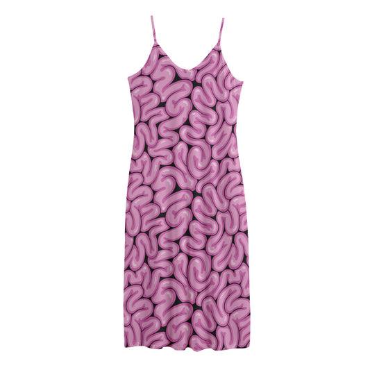 Halloween Brain Print Jersey Midi Cami Dress