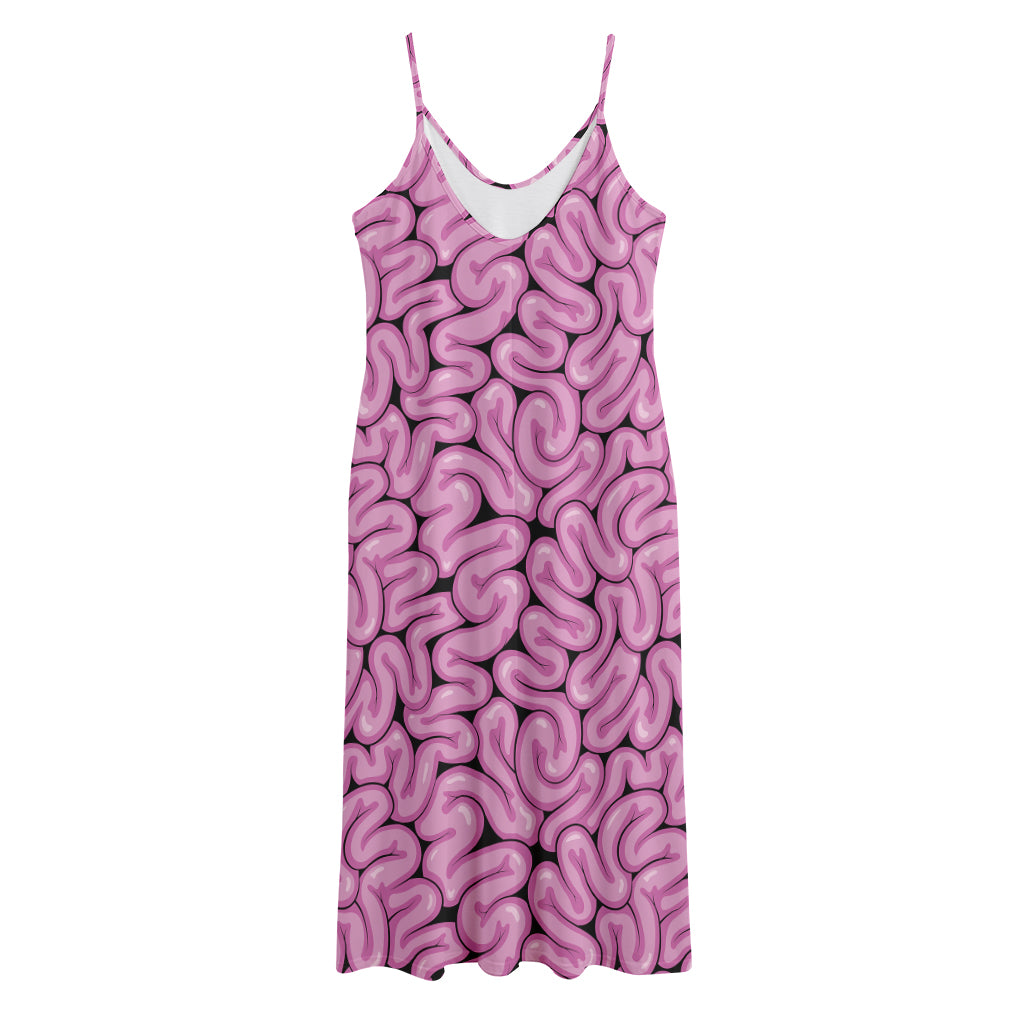 Halloween Brain Print Jersey Midi Cami Dress