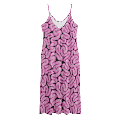 Halloween Brain Print Jersey Midi Cami Dress