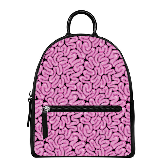 Halloween Brain Print Leather Backpack