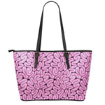 Halloween Brain Print Leather Tote Bag