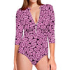 Halloween Brain Print Long Sleeve Swimsuit