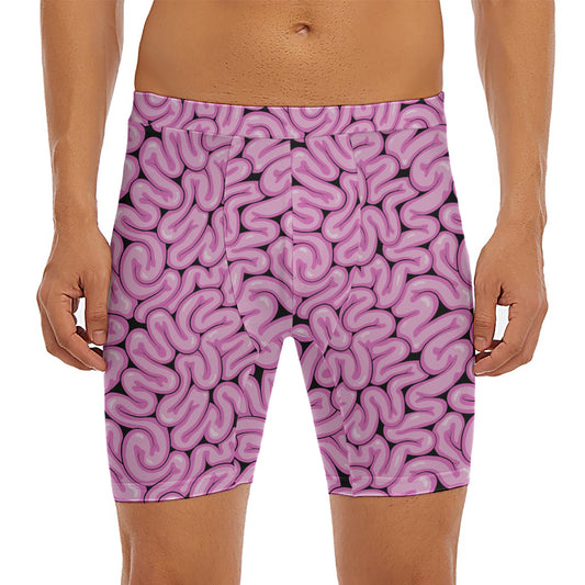 Halloween Brain Print Men's Long Boxer Briefs