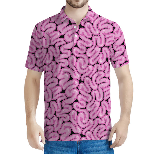 Halloween Brain Print Men's Polo Shirt