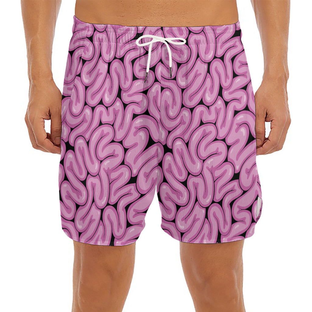 Halloween Brain Print Men's Split Running Shorts