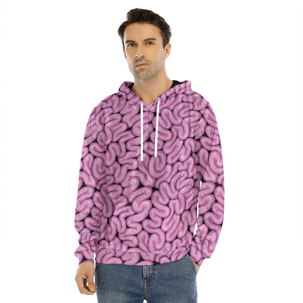 Halloween Brain Print Men's Velvet Pullover Hoodie