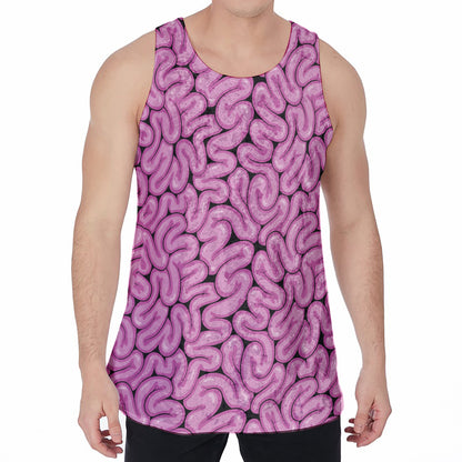 Halloween Brain Print Men's Velvet Tank Top