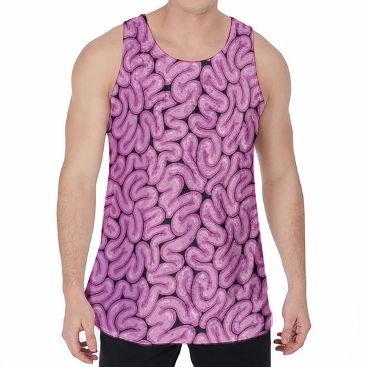Halloween Brain Print Men's Velvet Tank Top