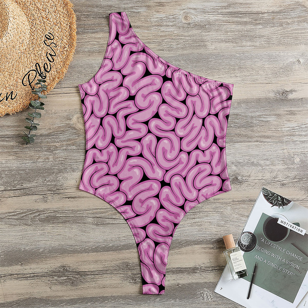 Halloween Brain Print One Shoulder Bodysuit
