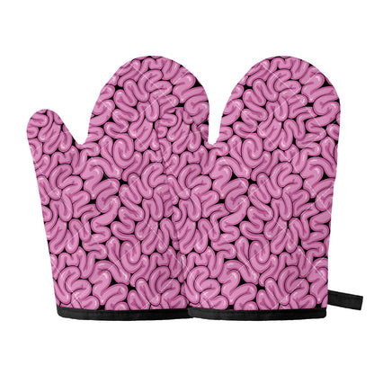 Halloween Brain Print Oven Mitts