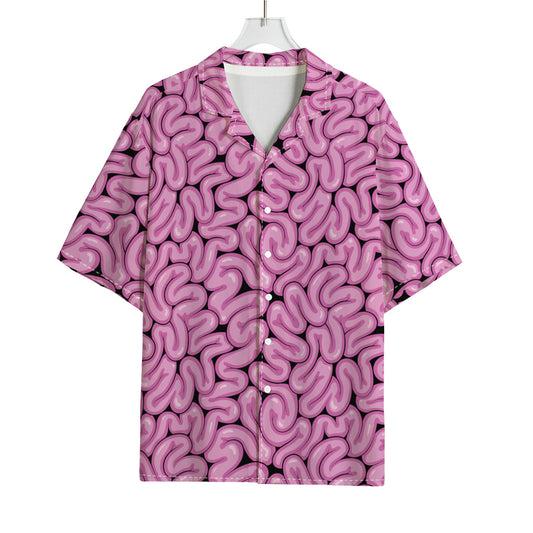 Halloween Brain Print Rayon Hawaiian Shirt