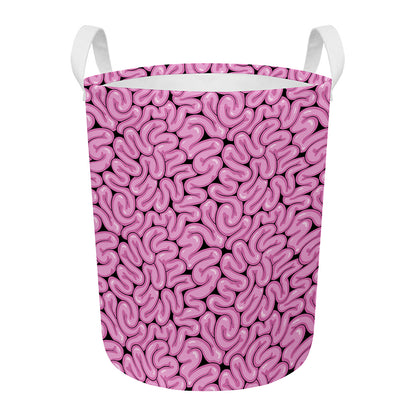 Halloween Brain Print Round Laundry Basket