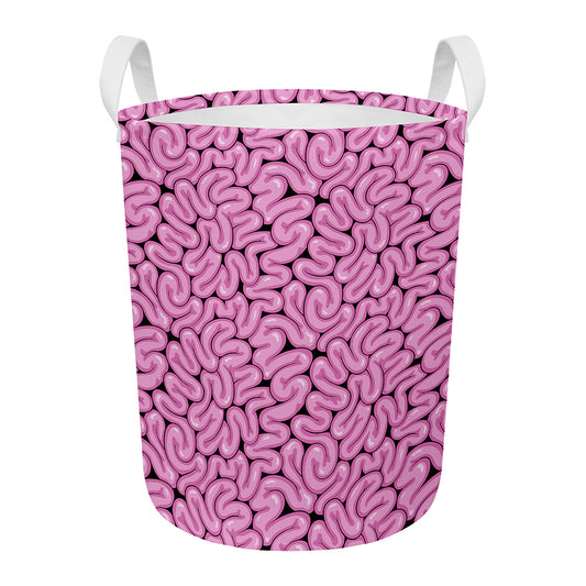 Halloween Brain Print Round Laundry Basket