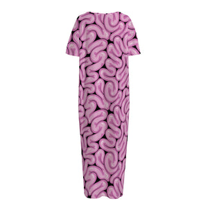 Halloween Brain Print Short Sleeve Long Nightdress