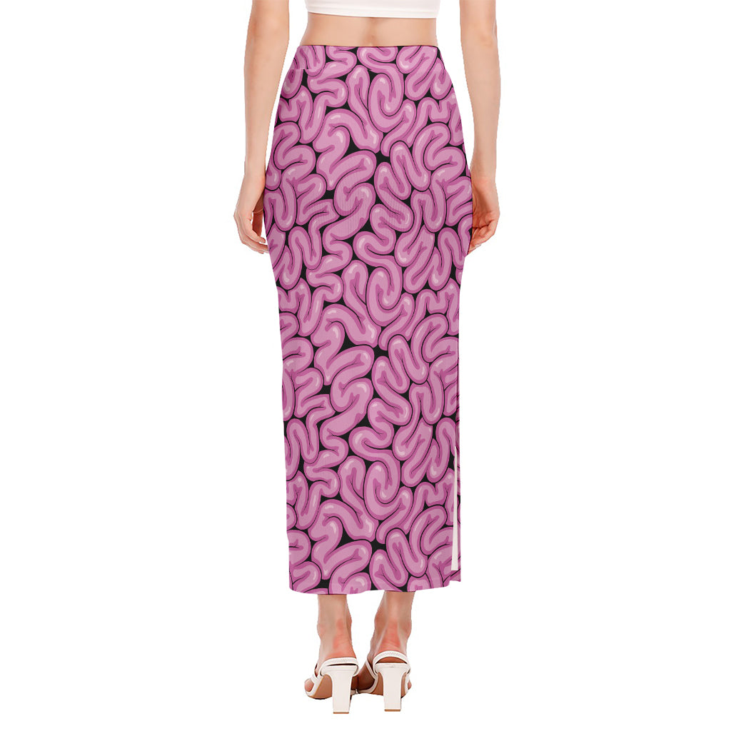 Halloween Brain Print Side Slit Maxi Skirt
