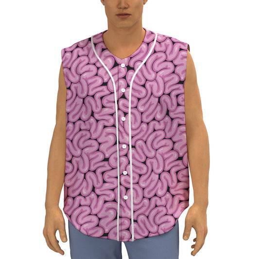 Halloween Brain Print Sleeveless Baseball Jersey