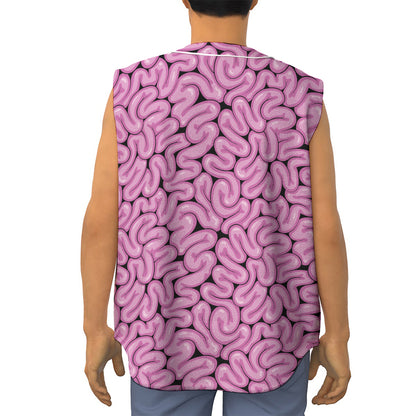 Halloween Brain Print Sleeveless Baseball Jersey