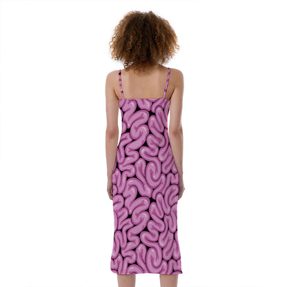 Halloween Brain Print Slim Fit Midi Cami Dress