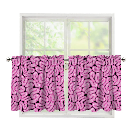 Halloween Brain Print Tier Curtains