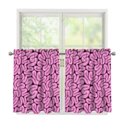 Halloween Brain Print Tier Curtains