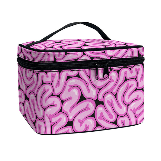 Halloween Brain Print Travel Makeup Bag