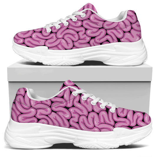 Halloween Brain Print White Chunky Shoes
