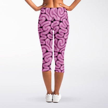 Halloween Brain Print Women's Capri Leggings