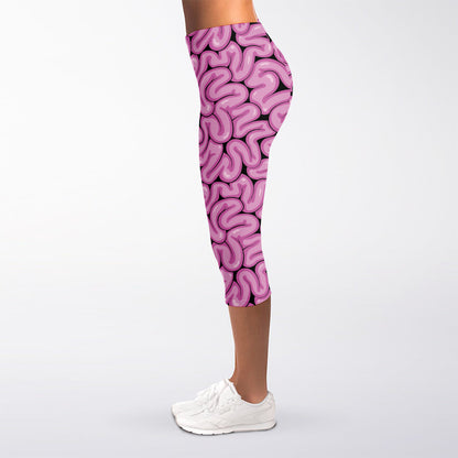 Halloween Brain Print Women's Capri Leggings