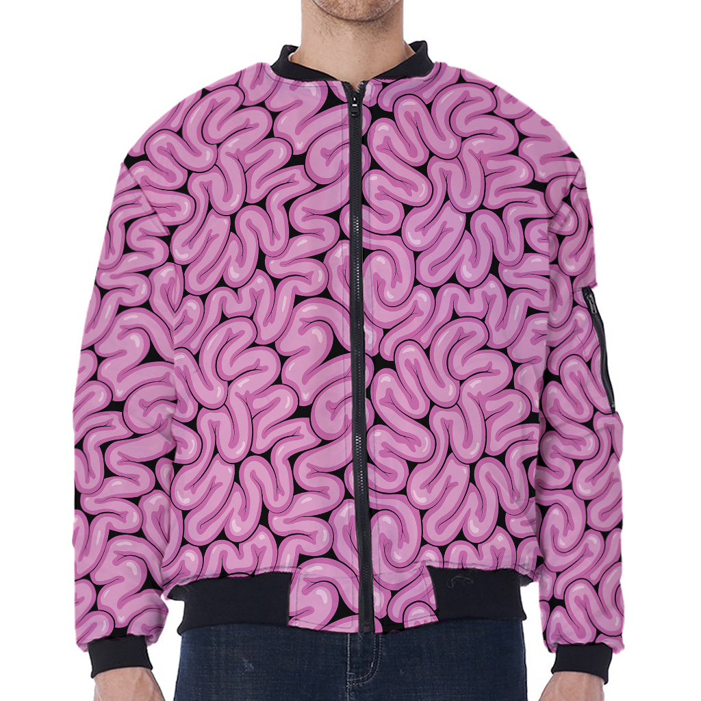 Halloween Brain Print Zip Sleeve Bomber Jacket